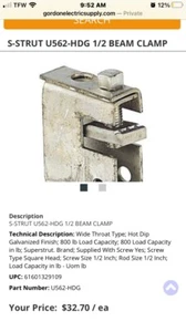 25 Pack Box SuperStrut / S-Strut Beam Clamps U562 HDG - Picture 1 of 6