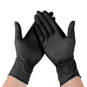 Guantes de nitrilo sin polvo / Guantes de examen / Negros / Pack de 50 unidades. - Imagen 1 de 4