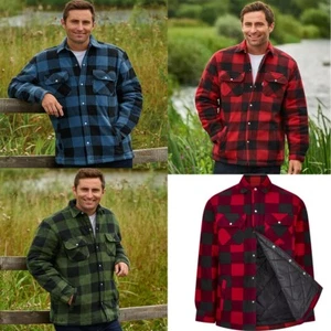 Camisa de hombre de manga larga Kinross acolchada polar camisa con botones a cuadros bolsillo - Imagen 1 de 11