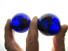 2 MAMMOTH DRAGONFLY 1 5/8" Cobalt Blue Marbles Glass Massive 42mm LARGE HUGE