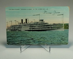 1920 antikes Dampfschiff Hendrick Hudson Hudson Day Line Postkarte - Bild 1 von 2