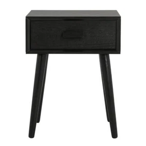 SAFAVIEH Living Room Storage Side Table 20.8" Wood Black w/ 30lb Weight Capacity - Picture 1 of 8