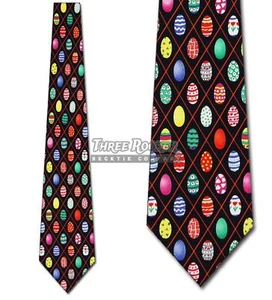 Easter Ties Egg Necktie Mens Navy Ukrainian Easter Eggs Neck Tie NWT - Picture 1 of 4