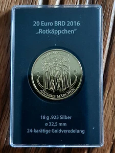 20 EURO BRD 2016 "Rotkäppchen" 925 Silber 24 karätige Goldveredelung, OVP - Bild 1 von 2