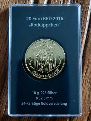 20 EURO BRD 2016 "Rotkäppchen" 925 Silber 24 karätige Goldveredelung, OVP - Bild 1 von 2