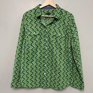 Talbots Women’s Green Horse Print Long Sleeve Button Up Shirt Size 16 - Picture 1 of 10