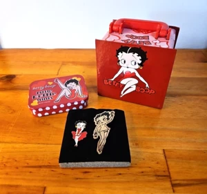 Vintage Betty Boop Collectible Lot 2 Pins 925 Silver Little Hottie Mint Tin Case - Picture 1 of 20