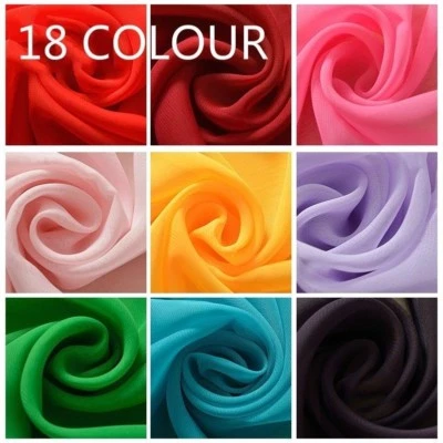 18 Colour Chiffon Fabric DIY Material Bridal Dress Craft Sheer Plain Solid Soft - image 1 of 4