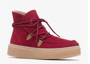 Hush Puppies Womens Size 12 Bridget Chukka Ankle Boots Rhubarb Red Suede Lace Up - Picture 1 of 17