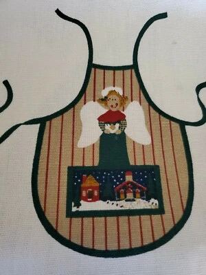 Vntg Sewing Fabric Cut & Sew Panel Christmas Apron Springs Angel Cotton Poplin  - Image 1 of 4