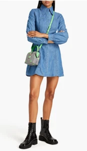 Designer Bella Freud Size 14 Blue Organic Denim Women's Dress - Picture 1 of 6