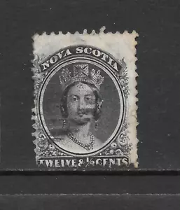 NOVA SCOTIA SCOTT 13 USATO flts BENE - 1860 12,5c EMISSIONE NERA - REGINA VITTORIA - Foto 1 di 2