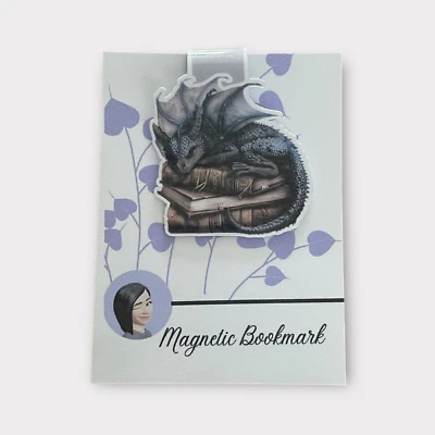 Blue Dragon on Books, Magnetic Bookmark, Page Saver, Book lover gift, Bookish