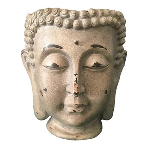 Jarrón grande con cabeza de Buda plantas con flores estatua plantadora meditación 11 1/2"H - Imagen 1 de 6