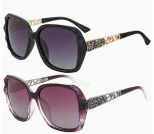 2 Pair Trendy Oversized Sunglasses Gold Accent - Picture 1 of 4