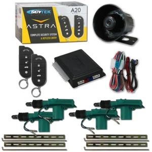 NEW SCYTEK A20 CAR ALARM SYSTEM PLUS 4 x 2-WIRE CAR ALARM DOOR ACTUATOR - Picture 1 of 1