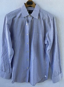 Camicia J Crew bottoni a righe manica lunga classica anni 80 2 strati M - Foto 1 di 3