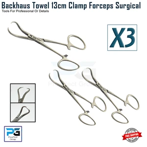 x3 Backhaus TOWEL FORCEPS 13" HOLDING CLAMPS TATTOO PIERCING VETERINARY SURGICAL - Picture 1 of 8