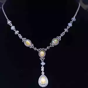 Collana Avon goccia a Y pietra sfaccettata gialla tono argento - Foto 1 di 4