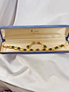 Trifari Set Jewels by Alfred Philippe Green Birthday Series Bracelet Earrings - Picture 1 of 12