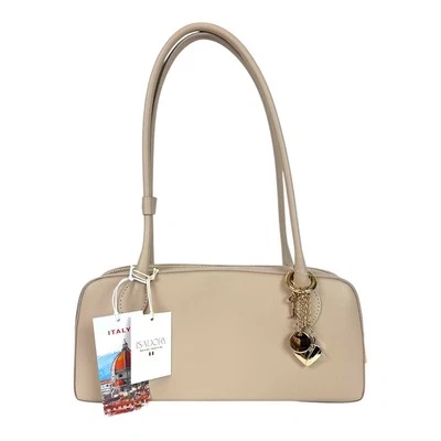 NUEVO ISADORA 4028 Hecho en Italia Cuero Beige Baguette Bolso de Hombro Cápsula Elegante Foto 1 de 4