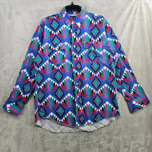 Vintage Wrangler Mens 15.5-34 Button Up Shirt Cowboy Cut Southwestern Geometric - Picture 1 of 8