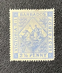 British Barbados 1897 #84 Blue Mint H LE156 - Picture 1 of 2