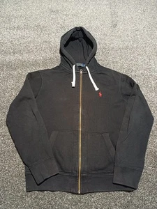 Polo Ralph Lauren Hoodie Herren Large schwarz Baumwollmischung durchgehender Reißverschluss Pony - Bild 1 von 9