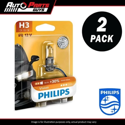 2 Pack Genuine PHILIPS Premium Vision Headlight H3 Globe 12V 55W | 12336PRB1 - Image 1 of 3