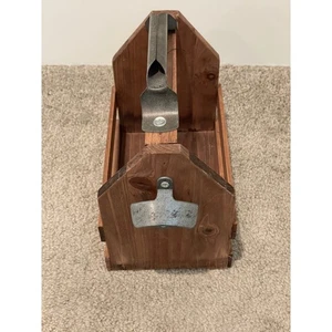 Rustikaler Holzbehälter mit Flaschenöffner Getränketräger - Bild 1 von 4