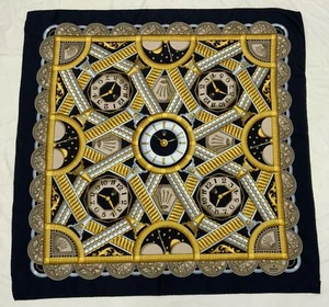 Rolex Of  Geneva H.Rolled Gold & Black Silk Luxury Watch Print Scarf 35 In E.C - Picture 1 of 5