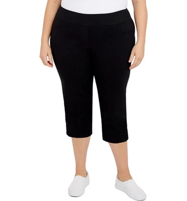 Hearts of Palm Womens Plus Pull On Stretch Capri Pants Black Size 22W - Image 1 of 4