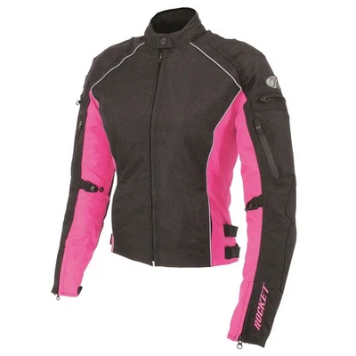 Chaqueta Joe Rocket Turbulent para mujer (X-pequeña, negra/rosa) Foto 1 de 2