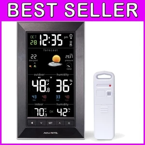 Compact Digital Weather Monitor with Custom Alarms & 12-Hour Forecast - Black - Picture 1 of 9