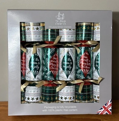 12 galletas navideñas de lujo 12" rojas y verdes grandes. The British Cracker Co. NUEVO Foto 1 de 4