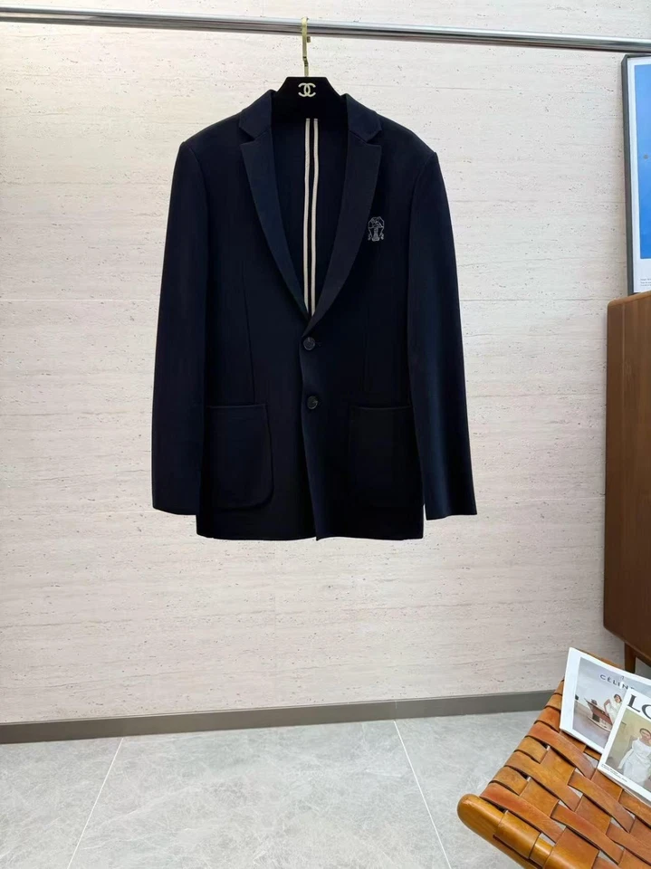 Зимний мужской дышащий комфортный повседневный костюм с длинным рукавом Brunello Cucinelli черный - Изображение 1 из 4