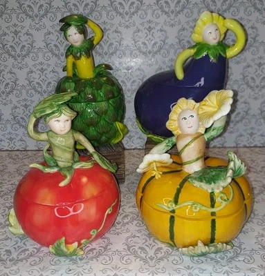 Vtg Complete Set Of 4 O’well Anthropomorphic Veggie Lady Servers Covered Bowls - Image 1 of 4