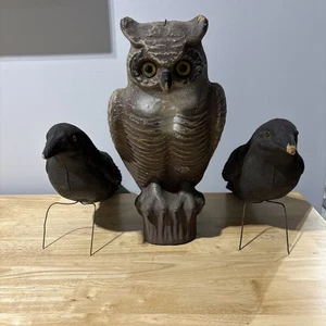 Vintage Paper Mache Ariduk #135 Great Horned Owl Crow Shooters Kit Decoys Glass - Picture 1 of 17