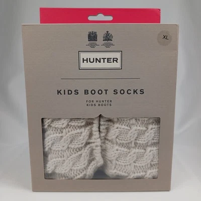 Hunter Kids Boot Socks XL 4-6 K 6Stitch Cable 1 Pair White for Hunter Boots –New - Image 1 of 4