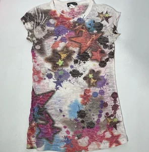 T-shirt vintage Wet Seal bambino donna Med Y2K graffiti stelle etichetta carta street wear - Foto 1 di 7