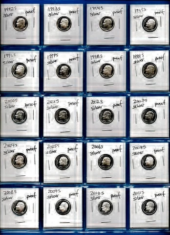 1992 - 2012 S 90% Silver Proof Dime Set of 21-Gem Proof- 1992 through 2012 Cover