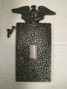 VINTAGE EDMAR EAGLE SWITCH PLATE COVER METAL HAMMERED FINISH EUC - Picture 1 of 2