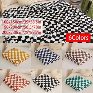 Throw Checked Large Polar Warm Soft Blanket Sofa Bed GX Travel V0H8 Car R9L4 - Picture 1 of 15