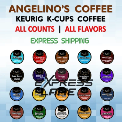 Angelino's Coffee 72 K Cups Pods Capsules Keurig Single-Use lot FRESH FLAVORS