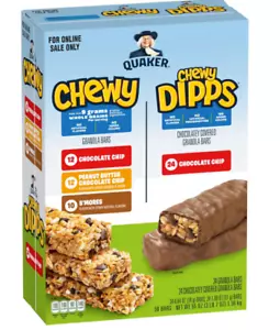 Quaker Chewy Granola Bars, Chewy & Dipps 4 Flavor Variety Pack, 58 Pack - Picture 1 of 2