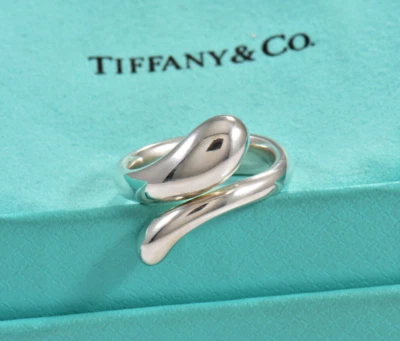 Размер 7,5 Tiffany & Co из чистого серебра Elsa Peretti каплевидное кольцо в мешочке красивый - Изображение 1 из 4