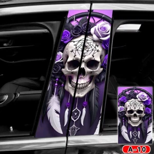 SALE 2pcs Car Center Pillar Skulls Sticker B-pillar Protective Film Pillar Decal - Picture 1 of 32