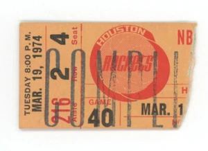 3/19/74 Boston Celtics at Houston Rockets Ticket Stub - Picture 1 of 2