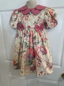 Caroline Fleur Size 4 Girls Pink Floral Short Sleeve Dress - Picture 1 of 10