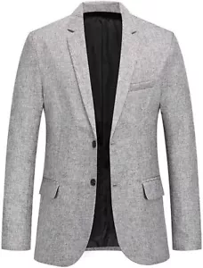 Men's Regular Fit 2 Button Tailored Business Blazer Lightweight Jacket Suit - Picture 1 of 18